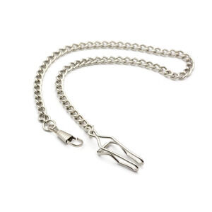 Silver Tone Pocket Watch Clip On Chain 12 Inches Long